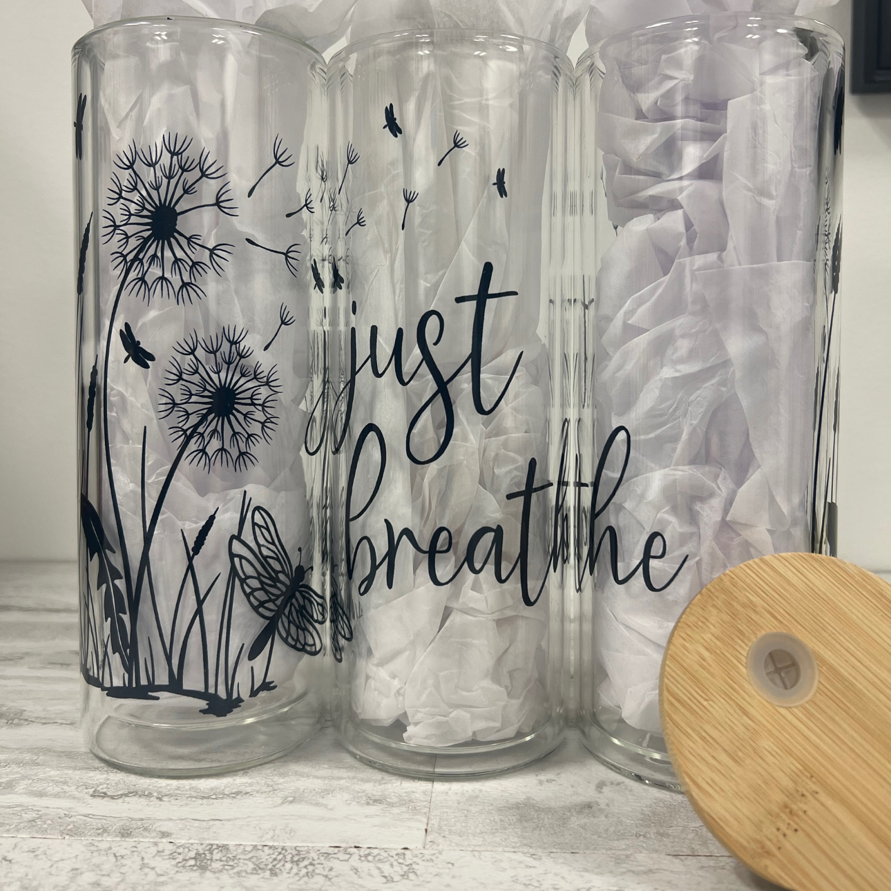 Just Breathe Glass Tumbler