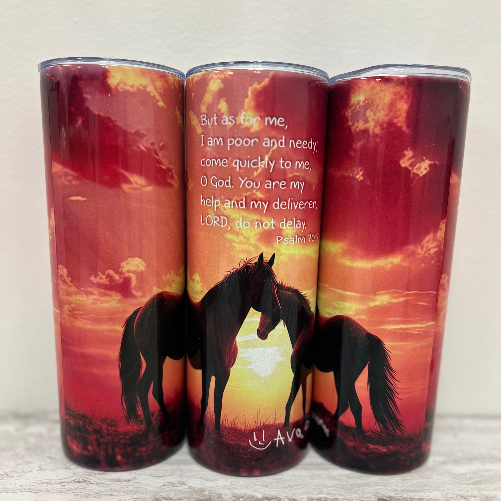 Horses at Sunset Inspirational Tumbler